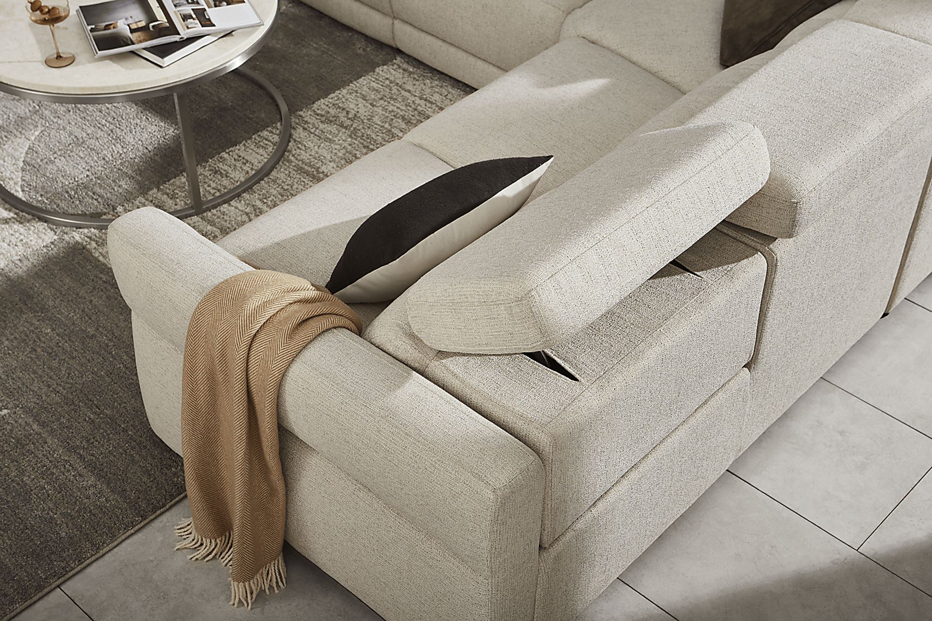 Layton Beige 3 Pc Dual Power Reclining Sectional - Image 8