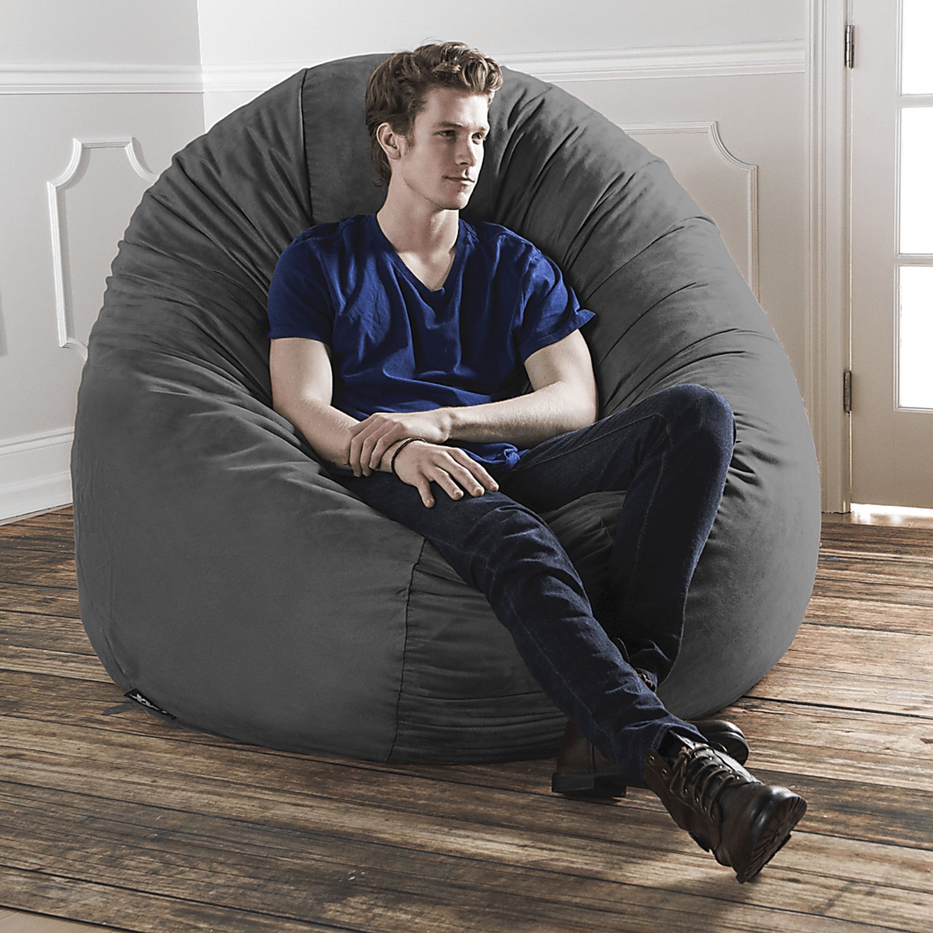 Lazy Dayz Gray Bean Bag Chair - Image 5