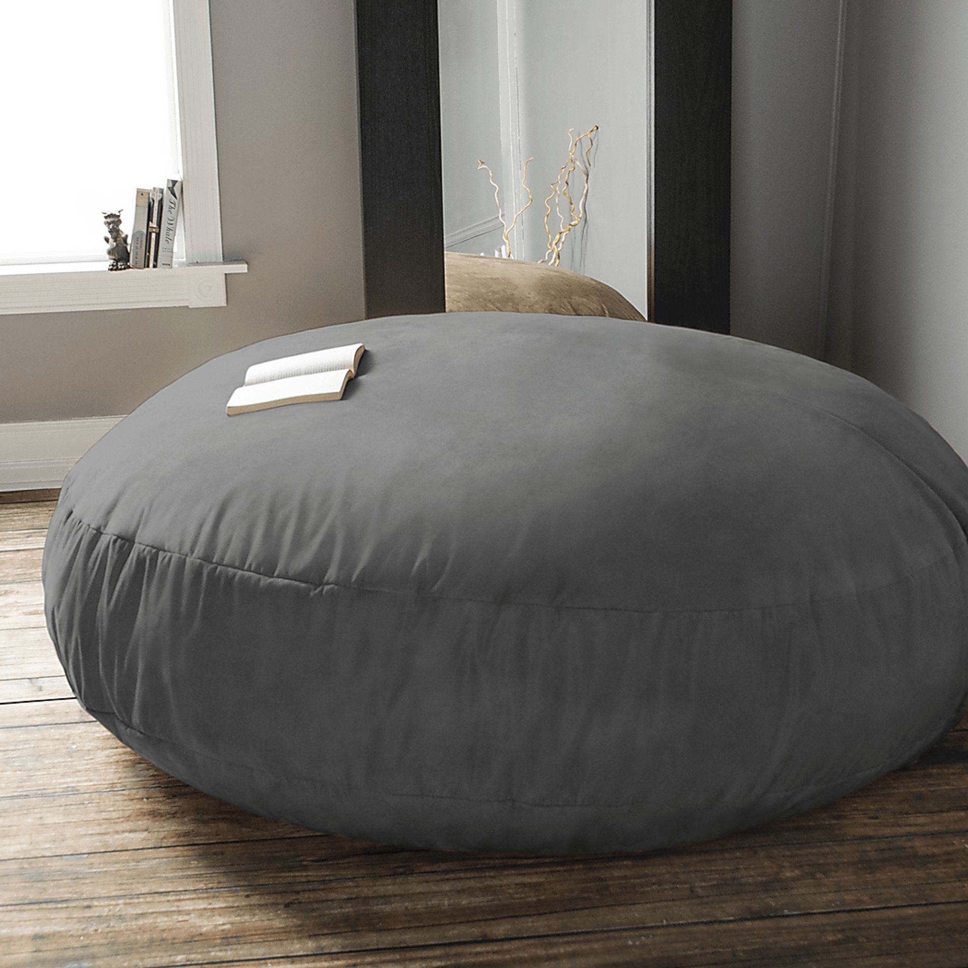 Lazy Dayz Gray Bean Bag Chair - Image 6