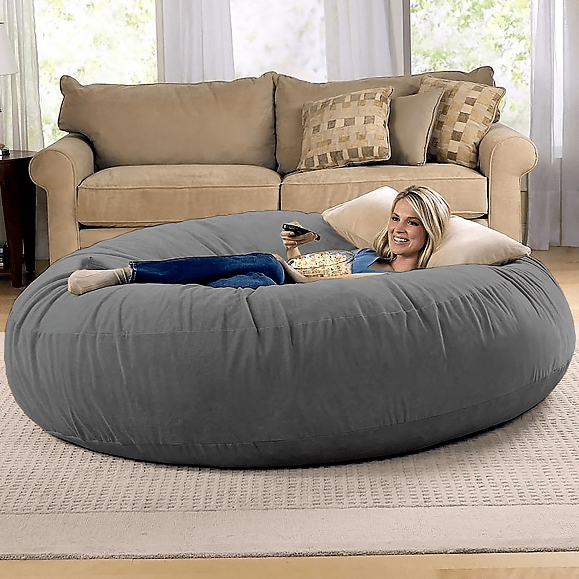 Lazy Dayz Gray Bean Bag Chair - Image 7