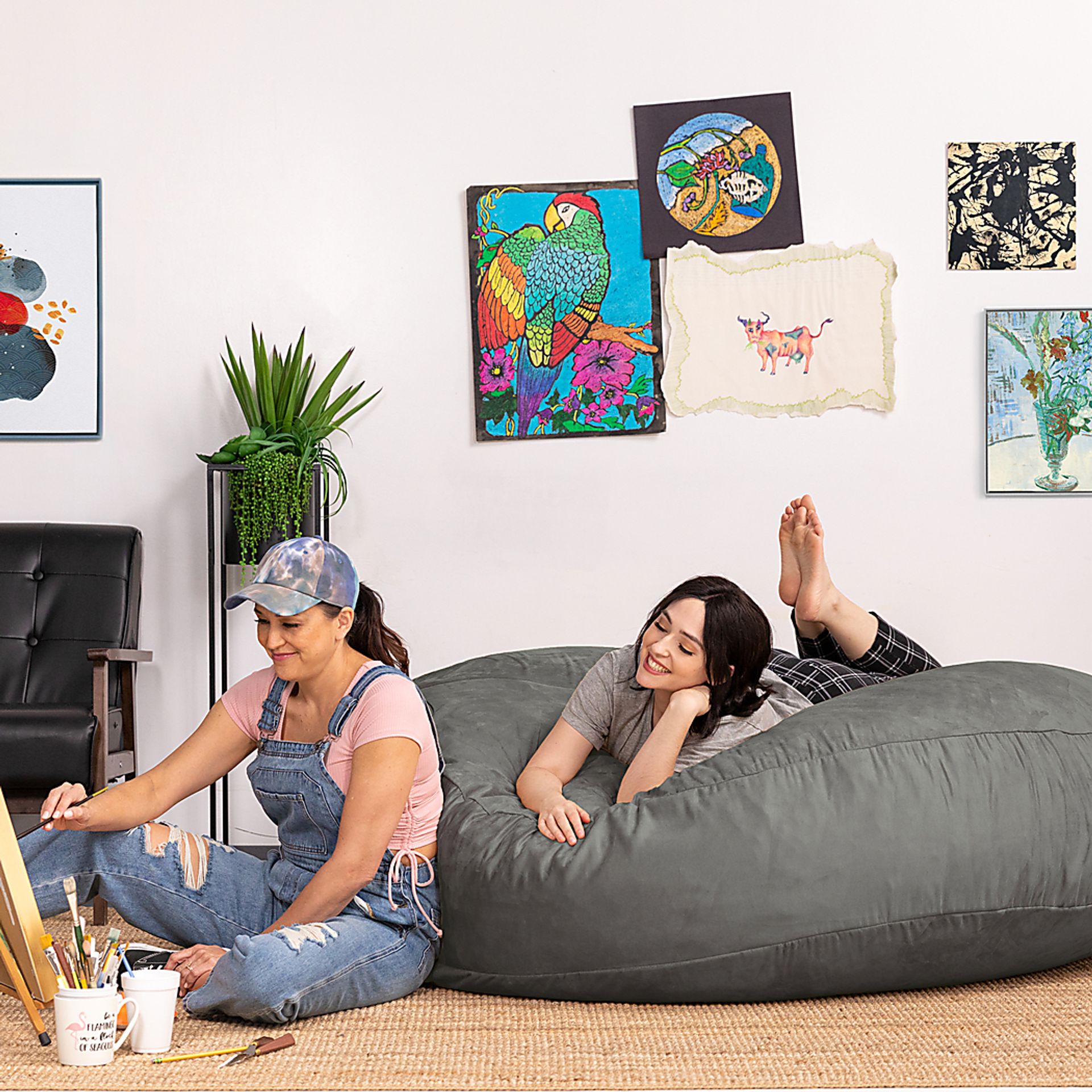 Lazy Dayz Gray Bean Bag Chair - Image 8