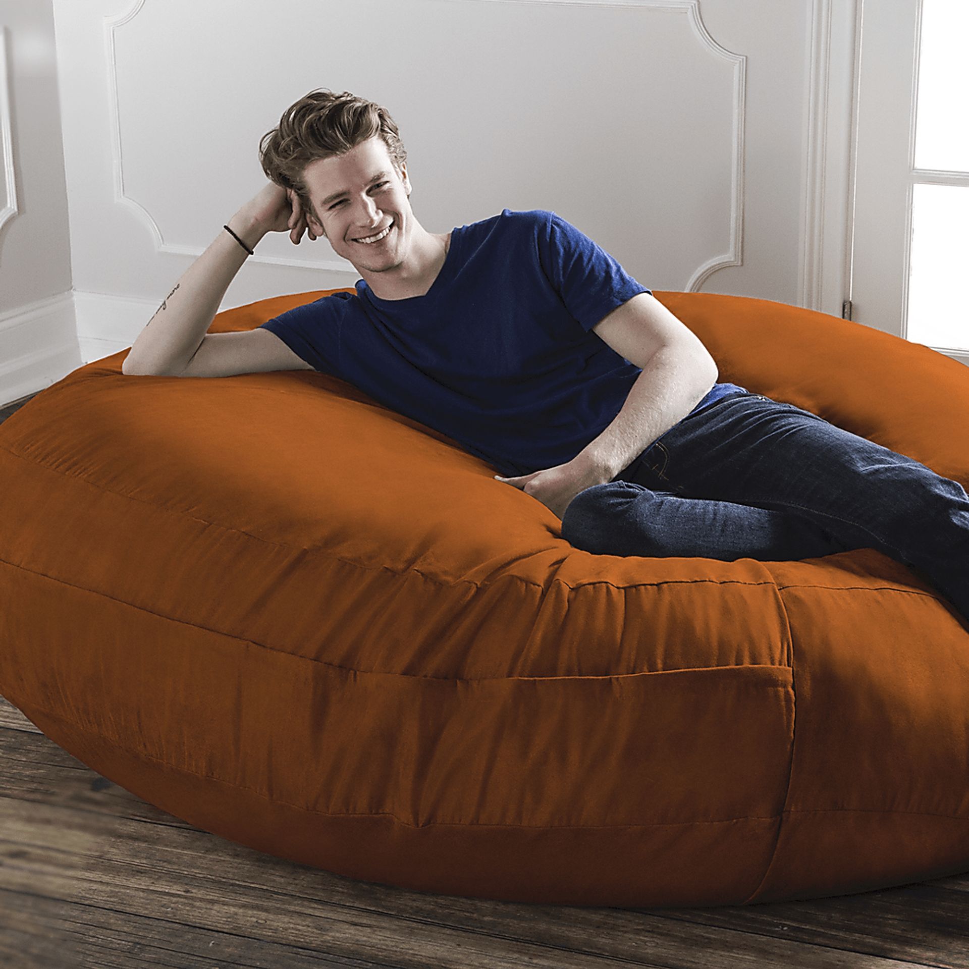 Lazy Dayz Orange Bean Bag Chair - Image 4