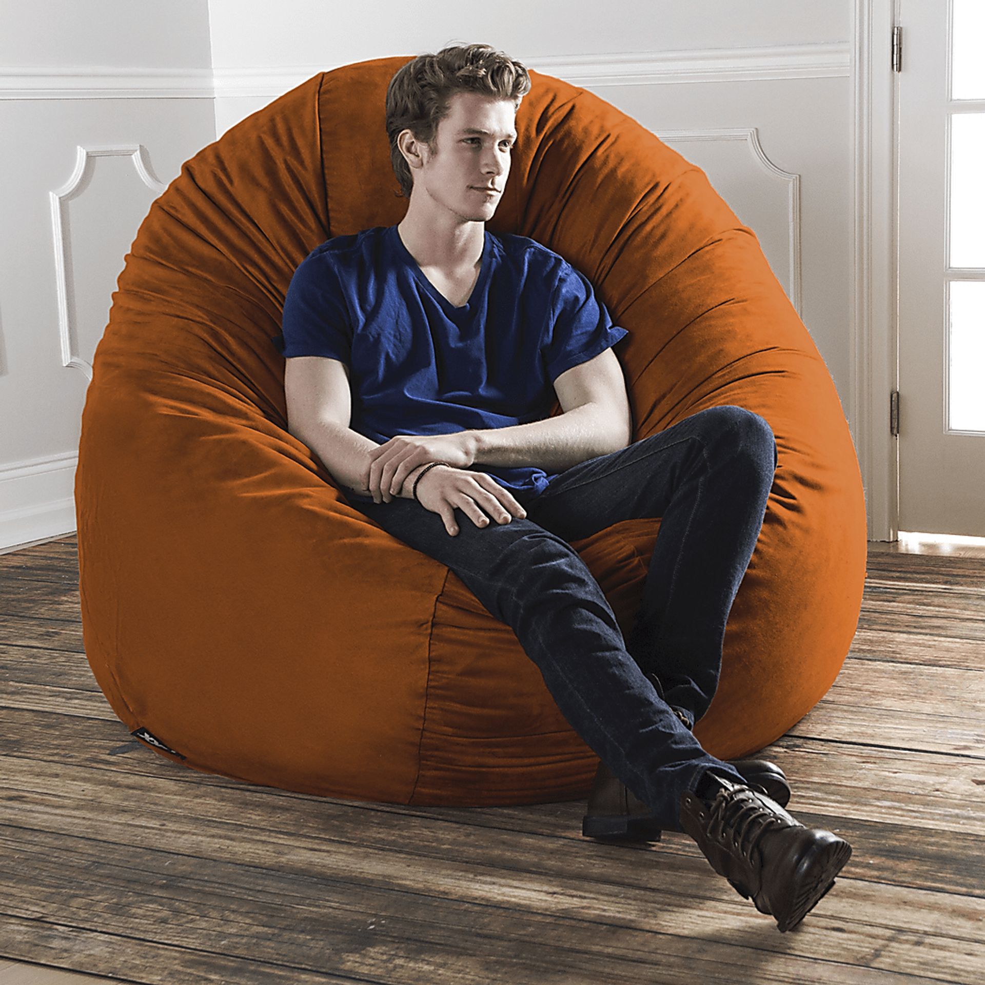 Lazy Dayz Orange Bean Bag Chair - Image 5