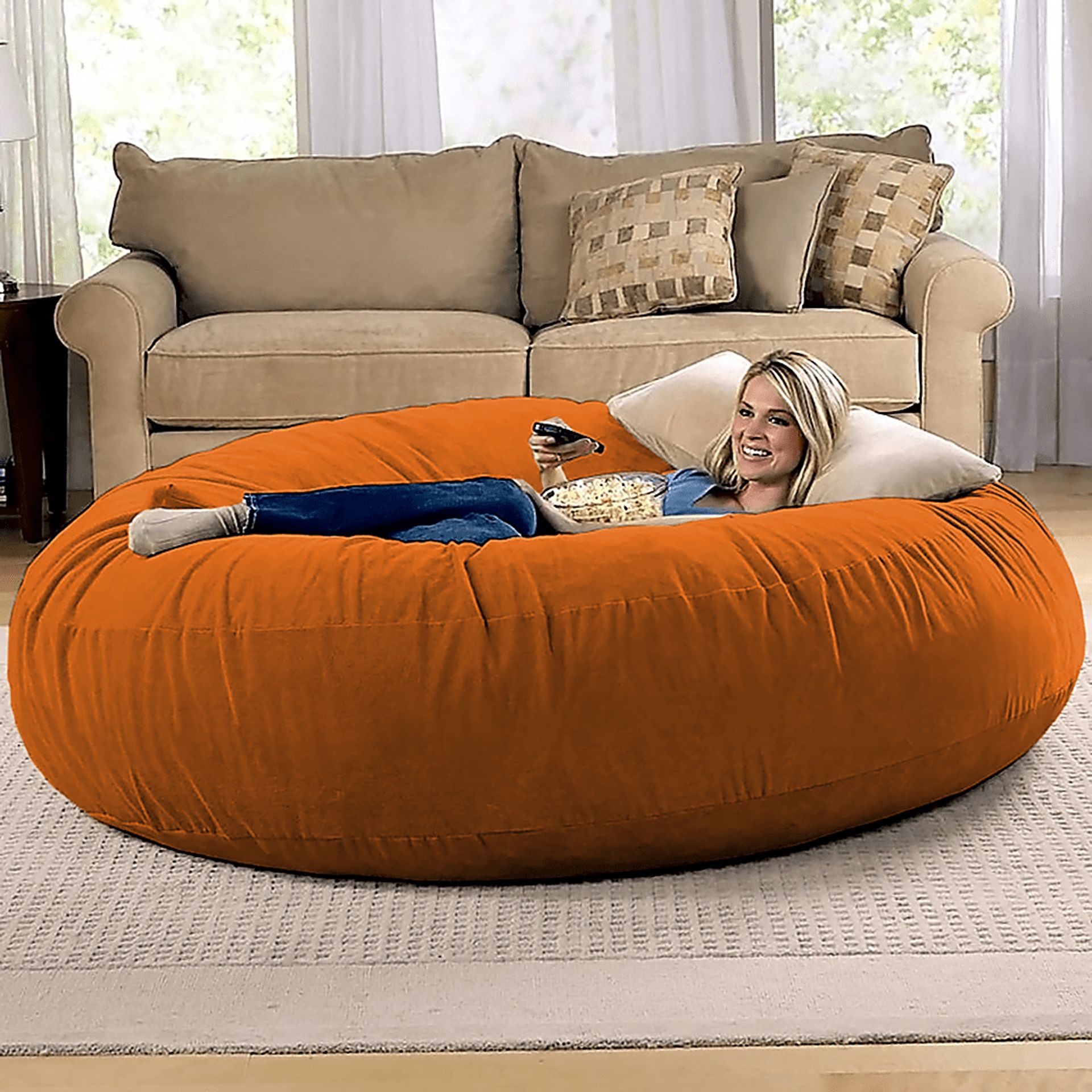 Lazy Dayz Orange Bean Bag Chair - Image 7