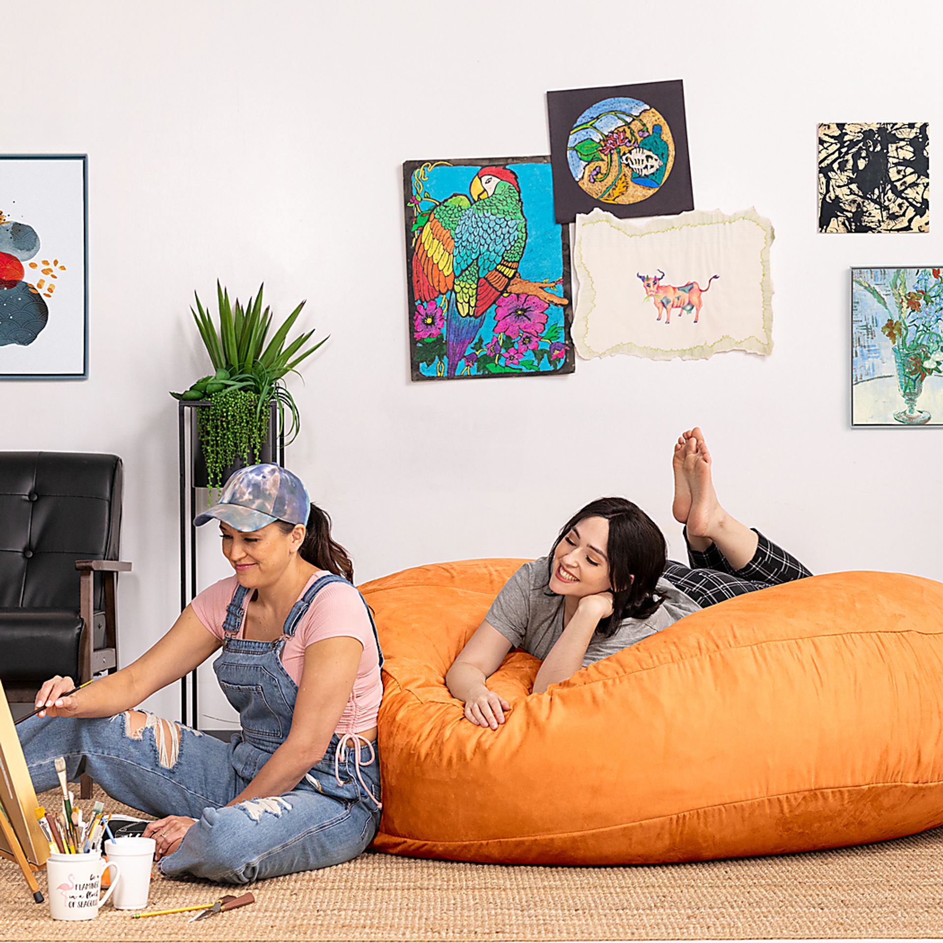 Lazy Dayz Orange Bean Bag Chair - Image 8