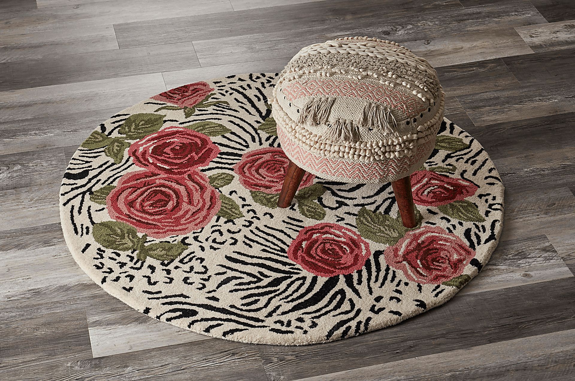 Leaflace Red 4' Round Rug - Image 2