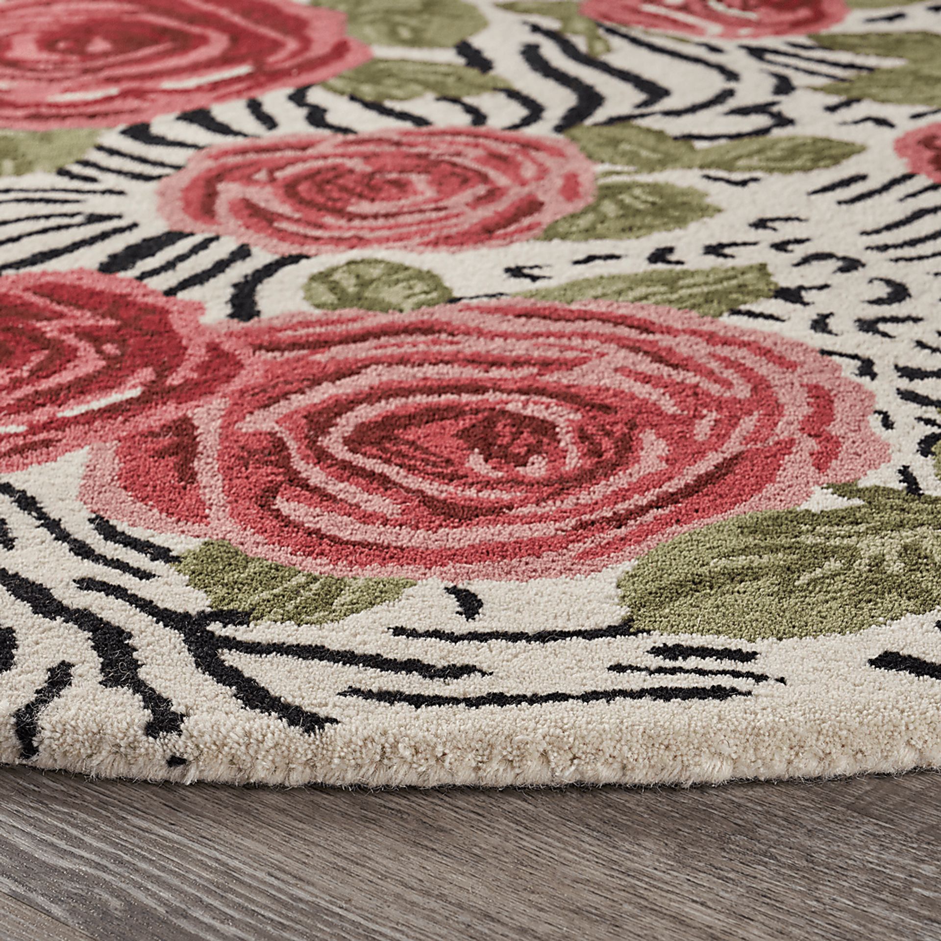 Leaflace Red 4' Round Rug - Image 6