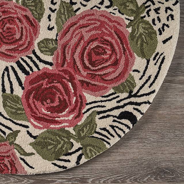 Leaflace Red 4' Round Rug - Thumbnail - Image 9