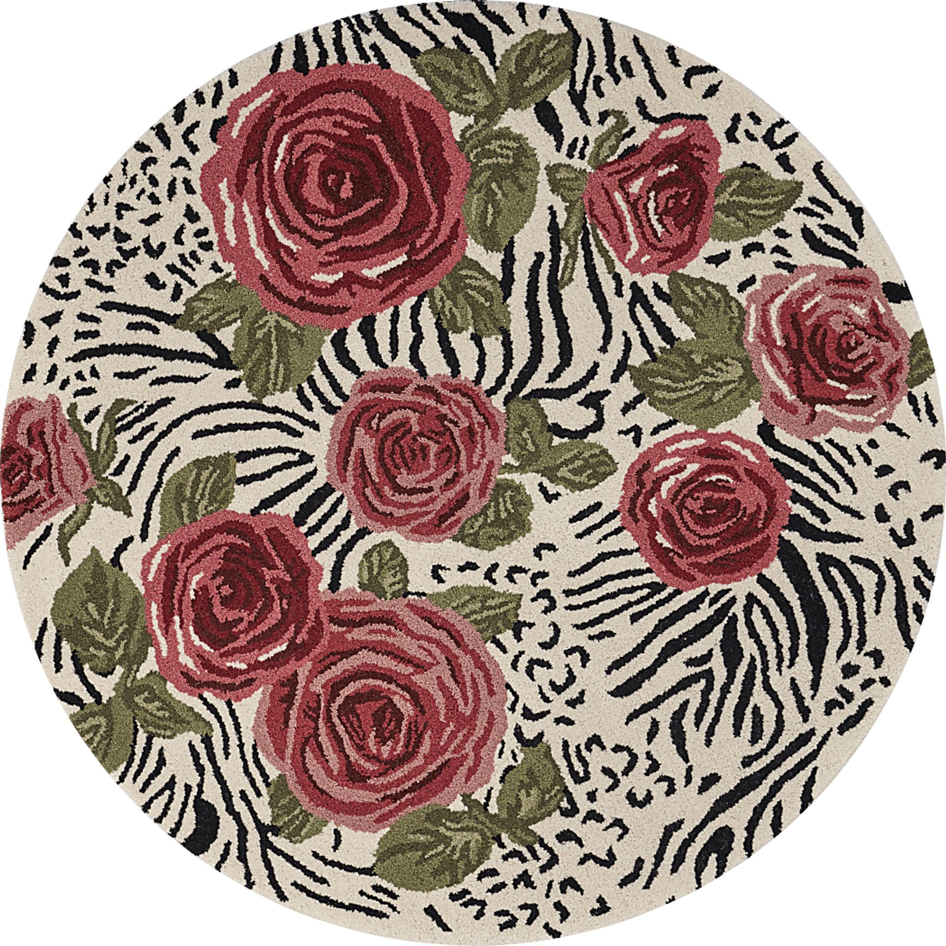 Leaflace Red 4' Round Rug - Image 1