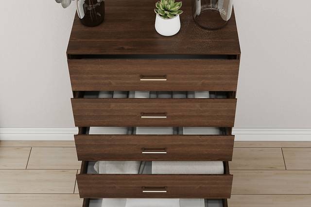 Learitt Walnut 5-Drawer Chest - Thumbnail - Image 5