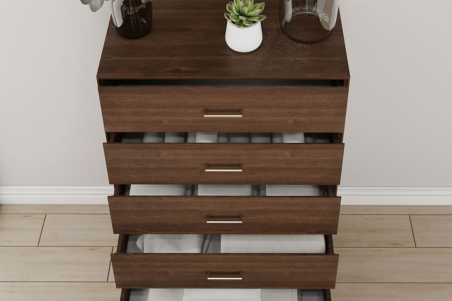 Learitt Walnut 5-Drawer Chest - Image 5