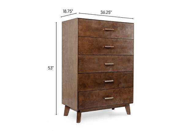 Learitt Walnut 5-Drawer Chest - Thumbnail - Image 6