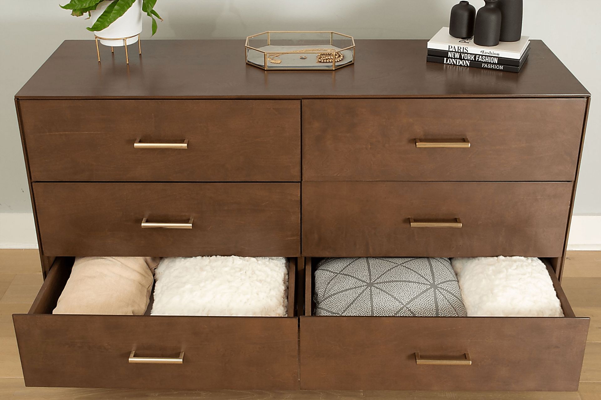 Learitt Walnut 6-Drawer Dresser - Image 5