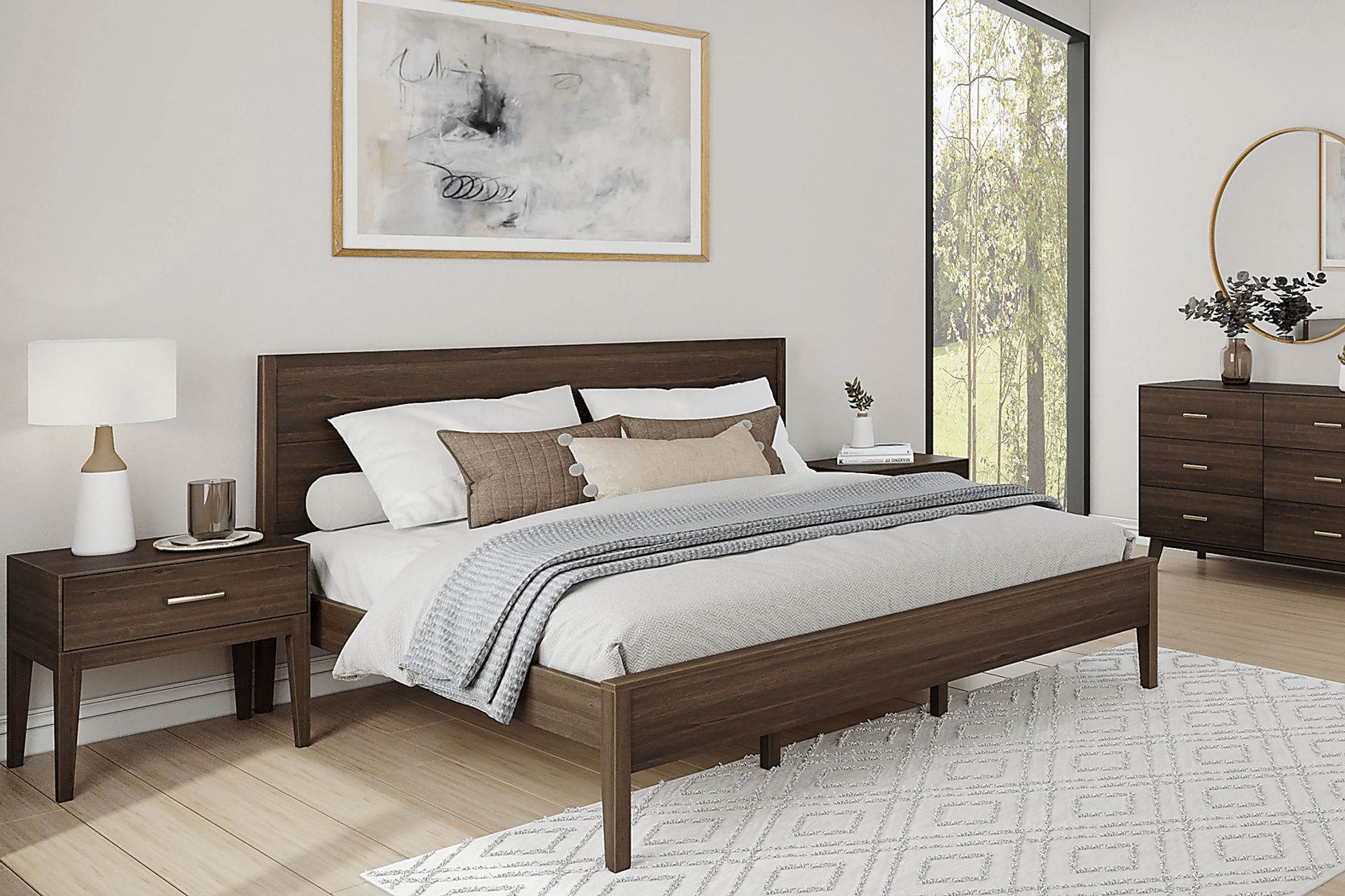 Learitt Walnut King Platform Bed - Image 2