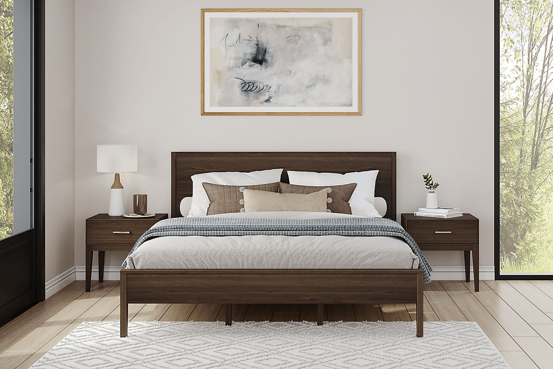 Learitt Walnut King Platform Bed - Image 3
