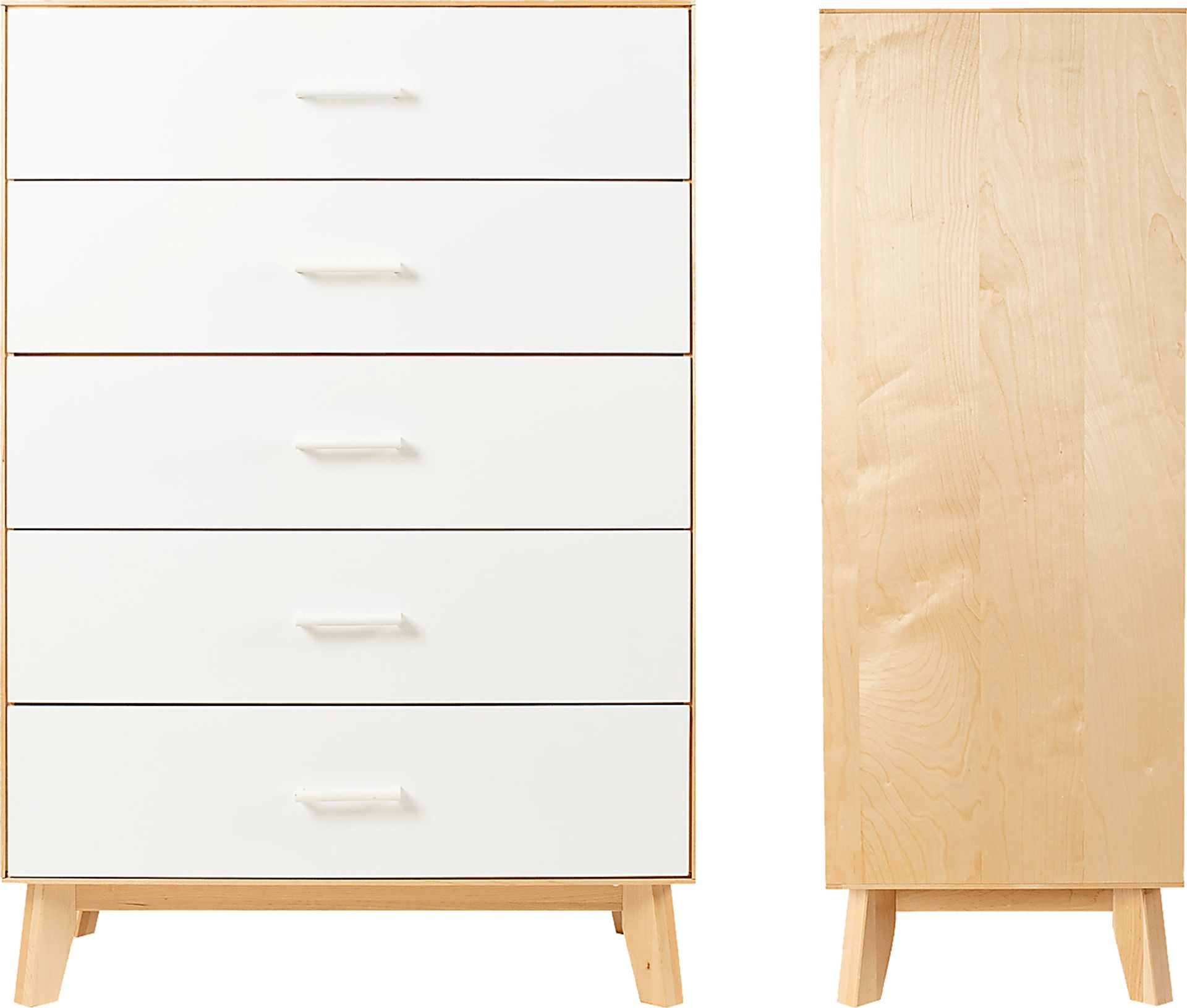 Learitt White Natural 5-Drawer Chest - Image 4