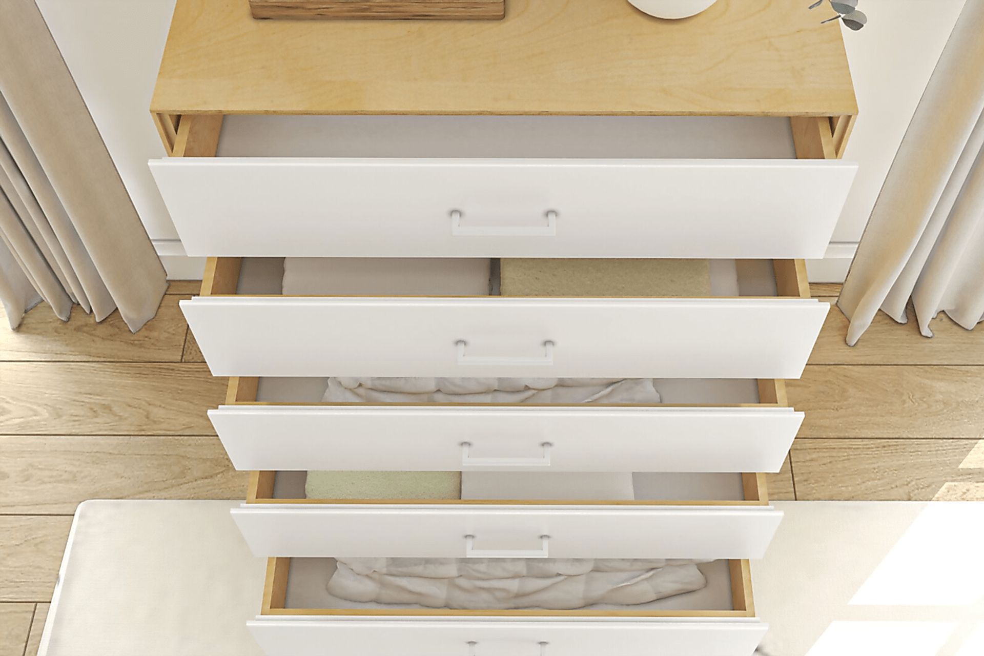 Learitt White Natural 5-Drawer Chest - Image 5