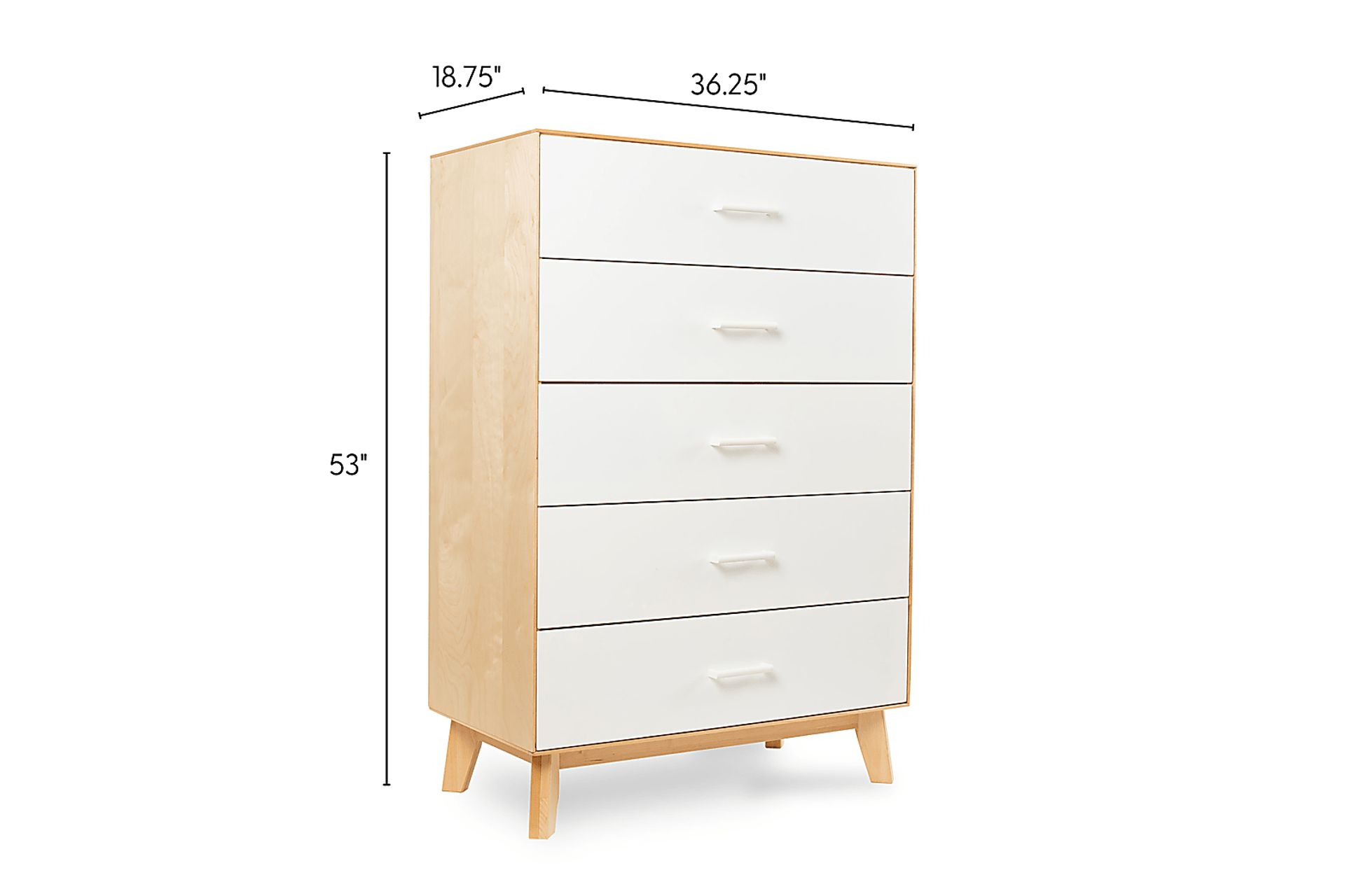 Learitt White Natural 5-Drawer Chest - Image 7