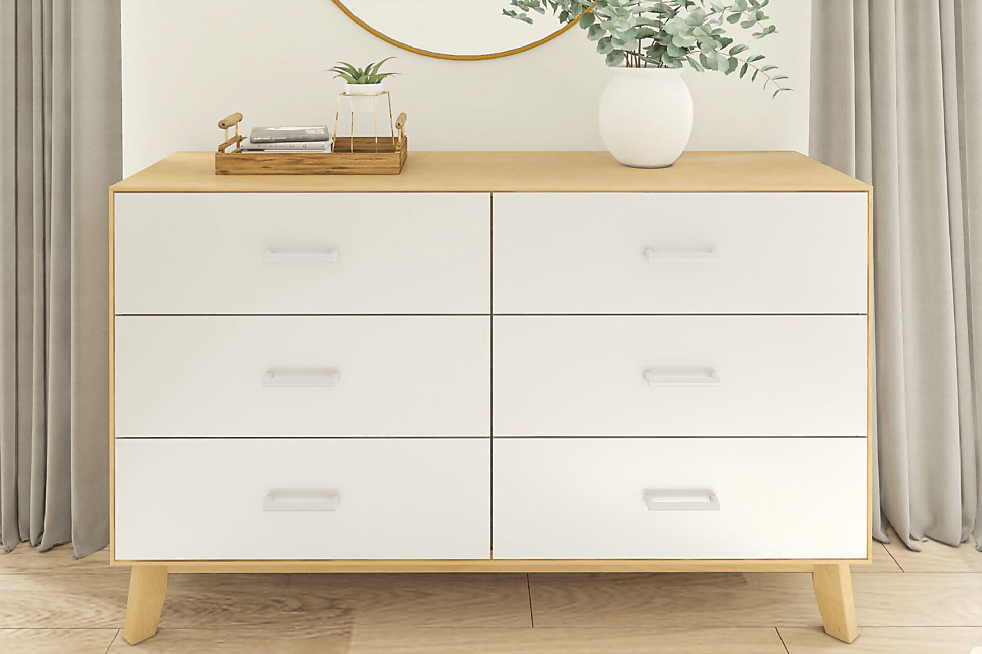Learitt White Natural 6-Drawer Dresser - Image 2