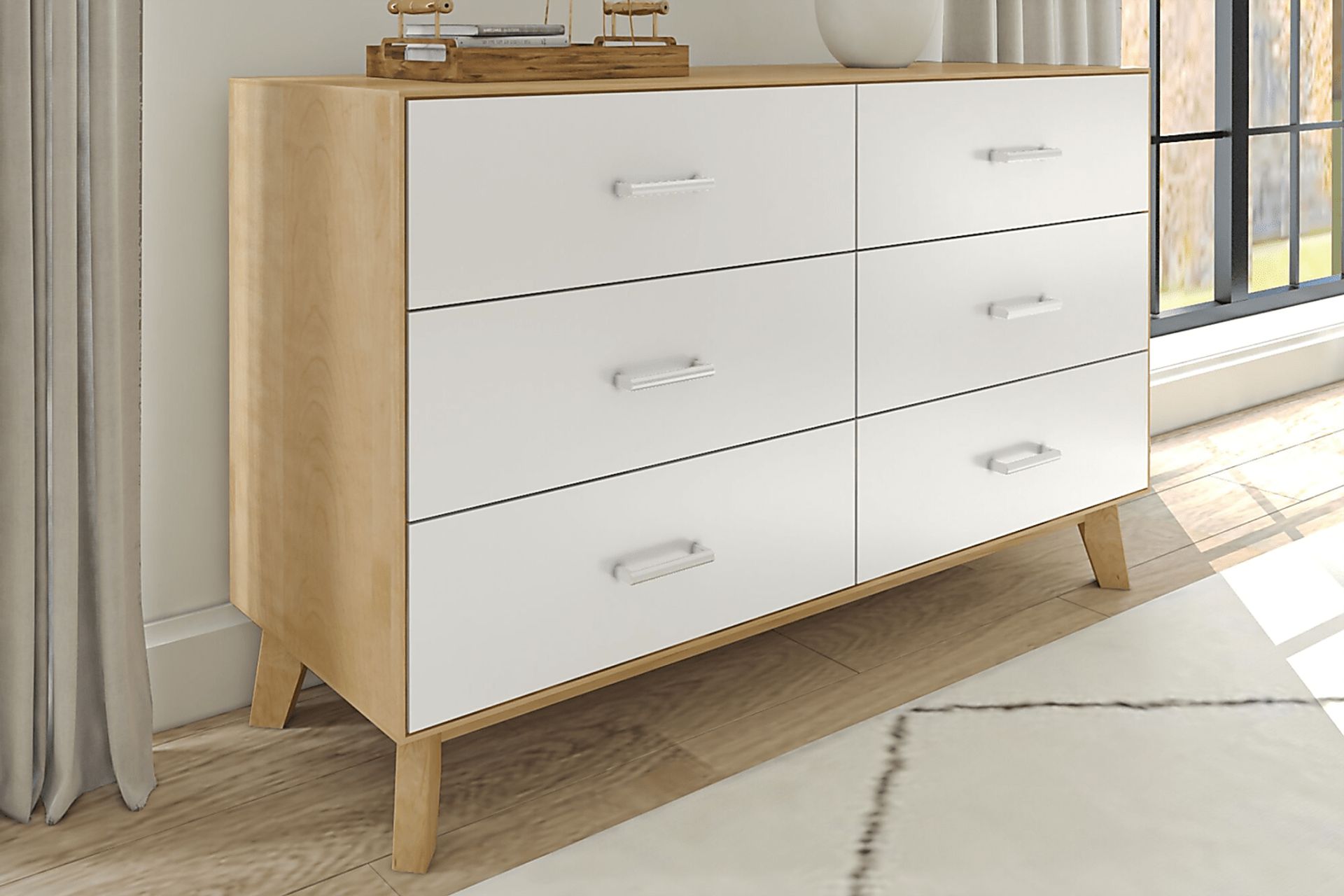 Learitt White Natural 6-Drawer Dresser - Image 3
