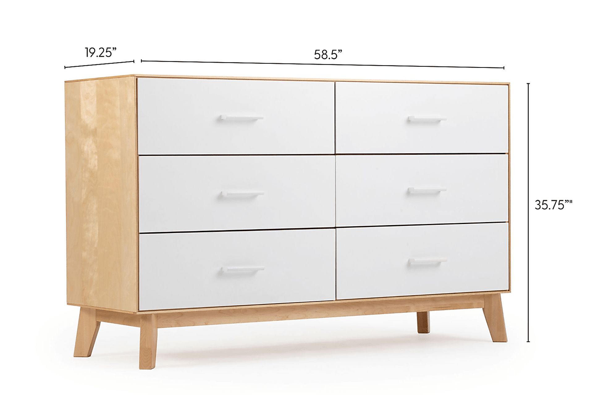 Learitt White Natural 6-Drawer Dresser - Image 9