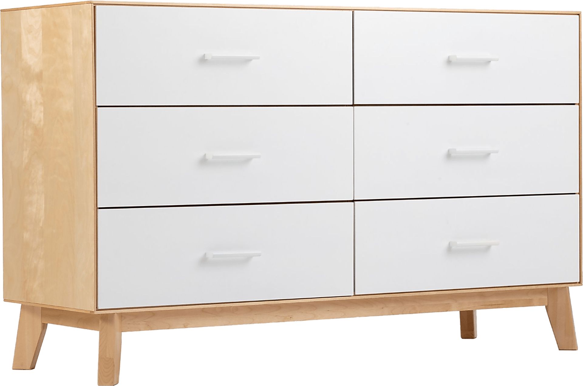 Learitt White Natural 6-Drawer Dresser - Image 1