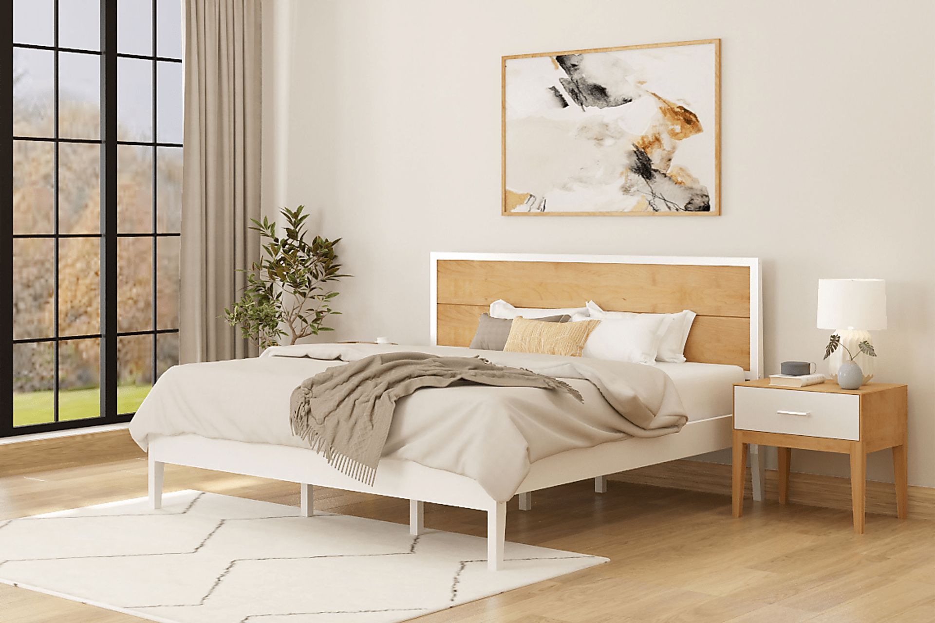 Learitt White Natural King Platform Bed - Image 3