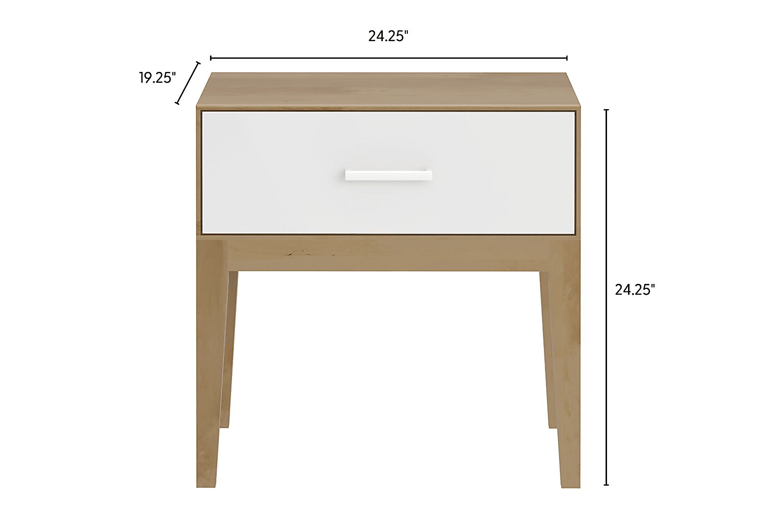Learitt White 1-Drawer Natural Nightstand - Thumbnail 4