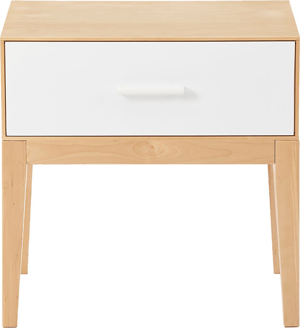 Learitt White 1-Drawer Natural Nightstand