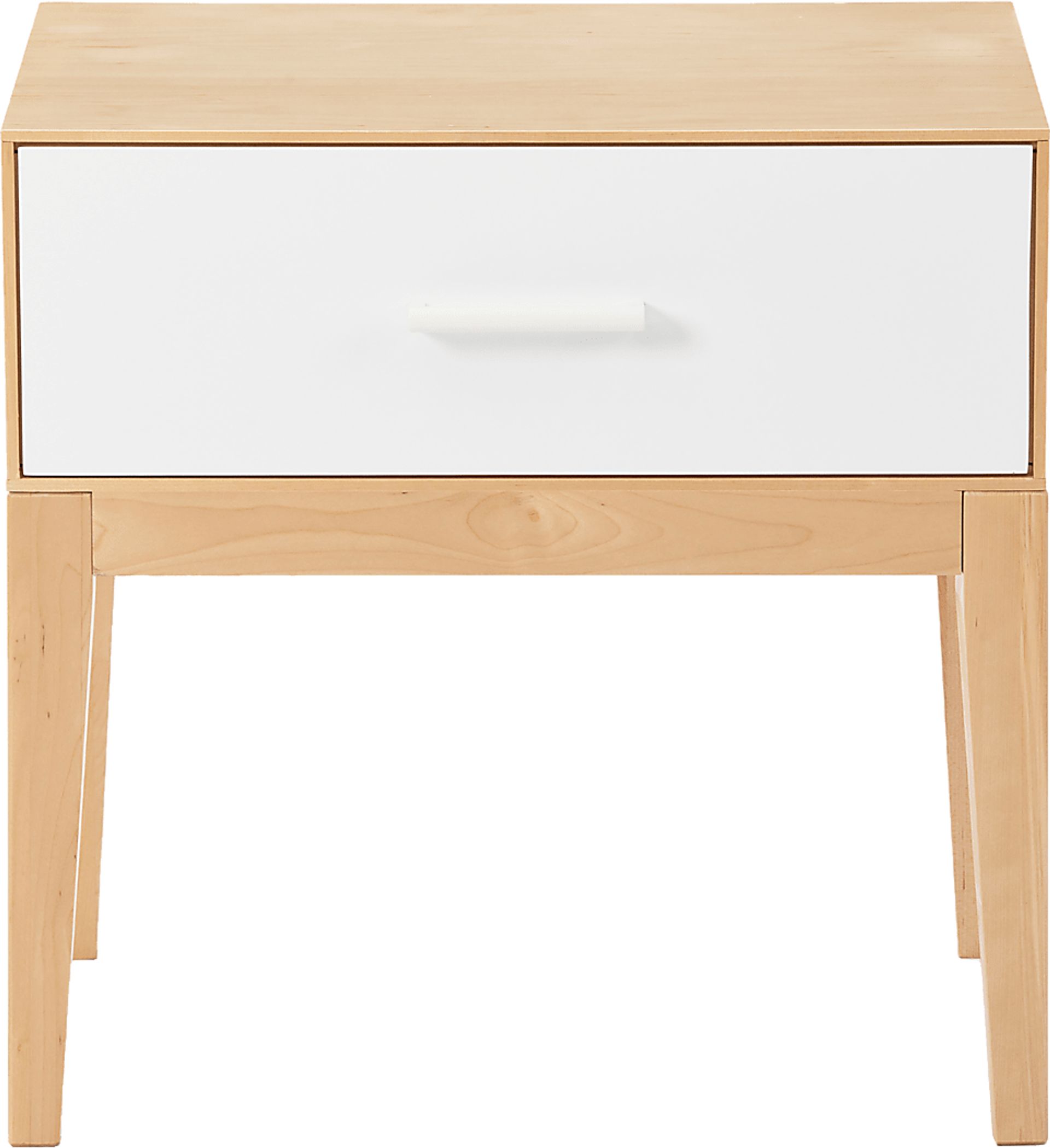 Learitt White 1-Drawer Natural Nightstand - Image 1