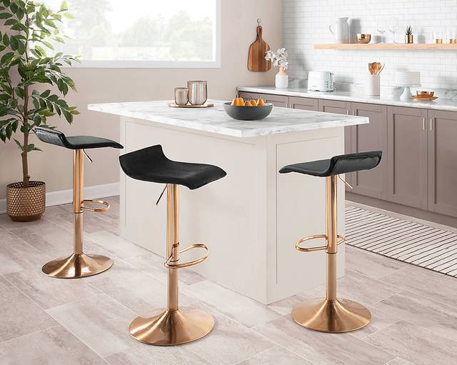 Lebato Black Adjustable Barstool, Set of 2 - Thumbnail - Image 2