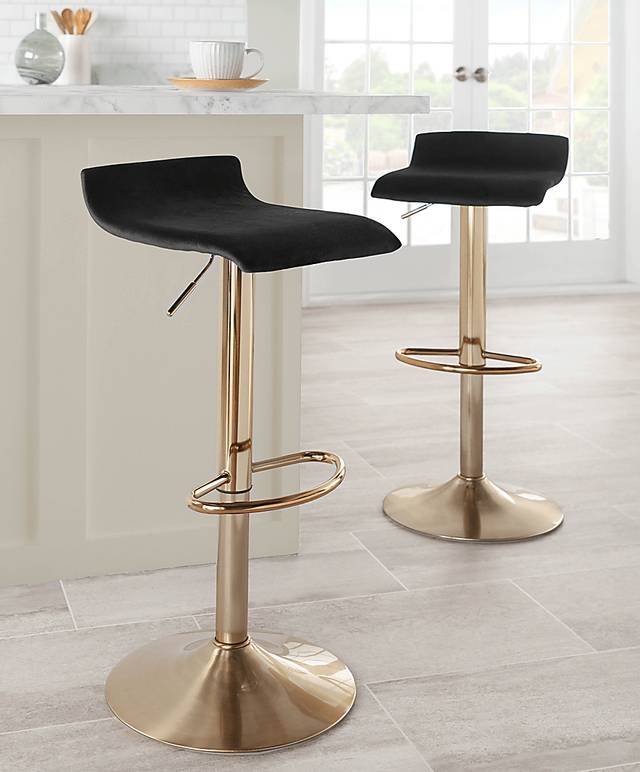 Lebato Black Adjustable Barstool, Set of 2 - Thumbnail - Image 3