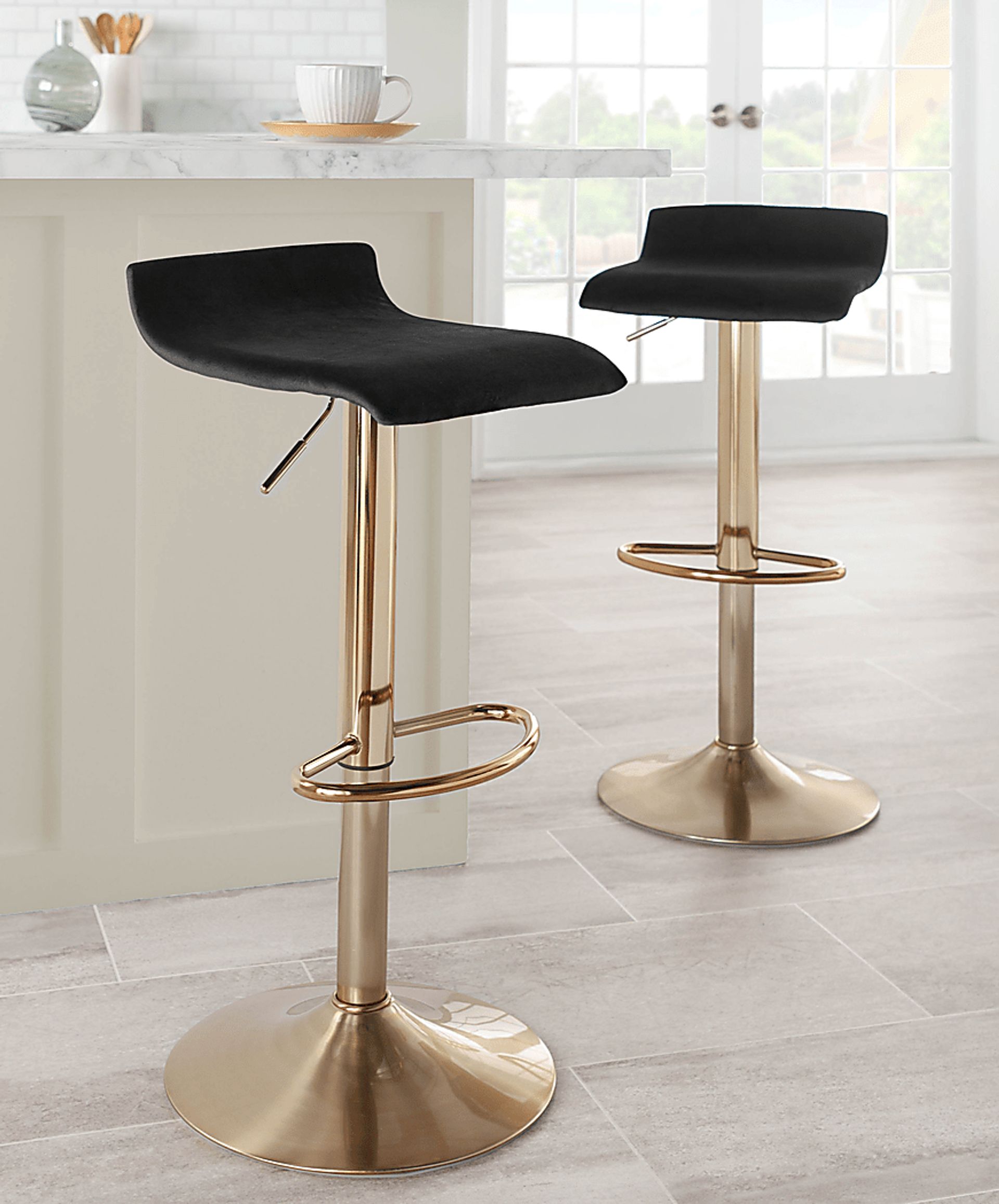 Lebato Black Adjustable Barstool, Set of 2 - Image 3