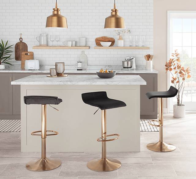 Lebato Black Adjustable Barstool, Set of 2 - Thumbnail - Image 4