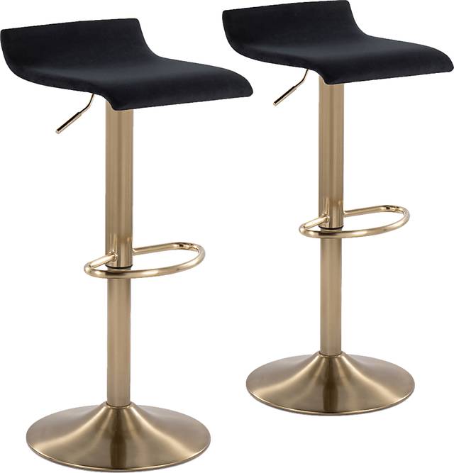 Lebato Black Adjustable Barstool, Set of 2 - Thumbnail - Image 1