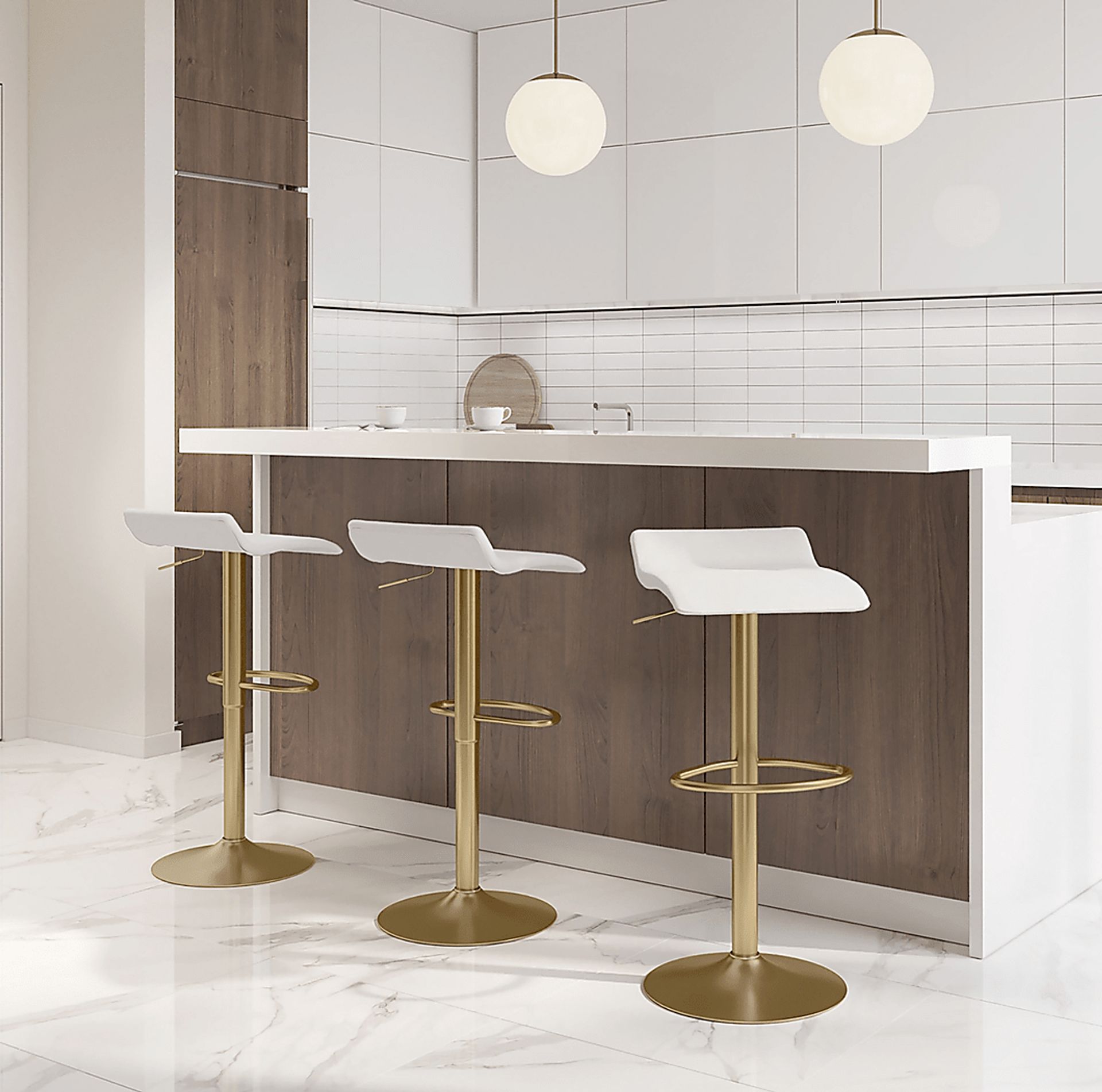 Lebato Cream Adjustable Barstool, Set of 2 - Image 2