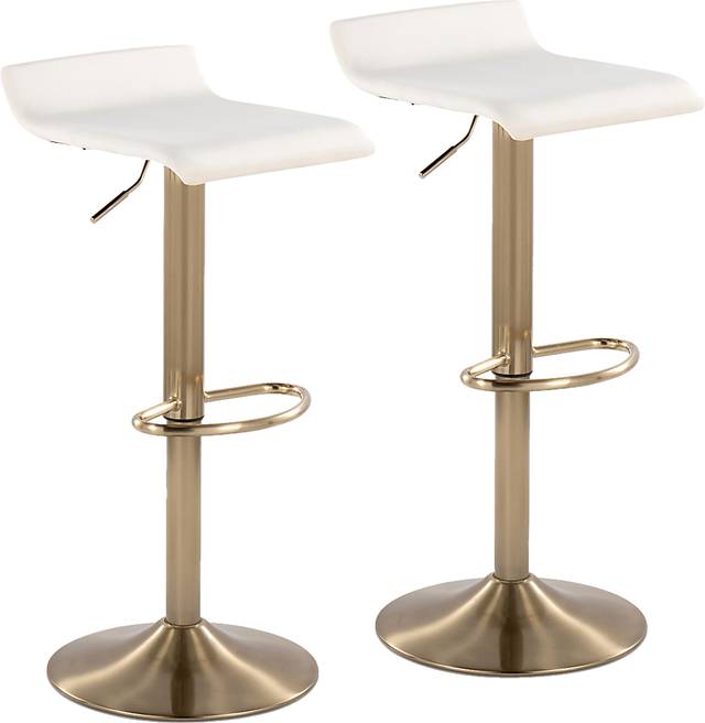 Lebato Cream Adjustable Barstool, Set of 2 - Thumbnail - Image 1