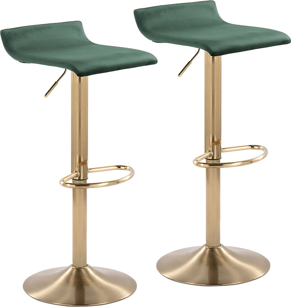 Lebato Green Adjustable Barstool, Set of 2