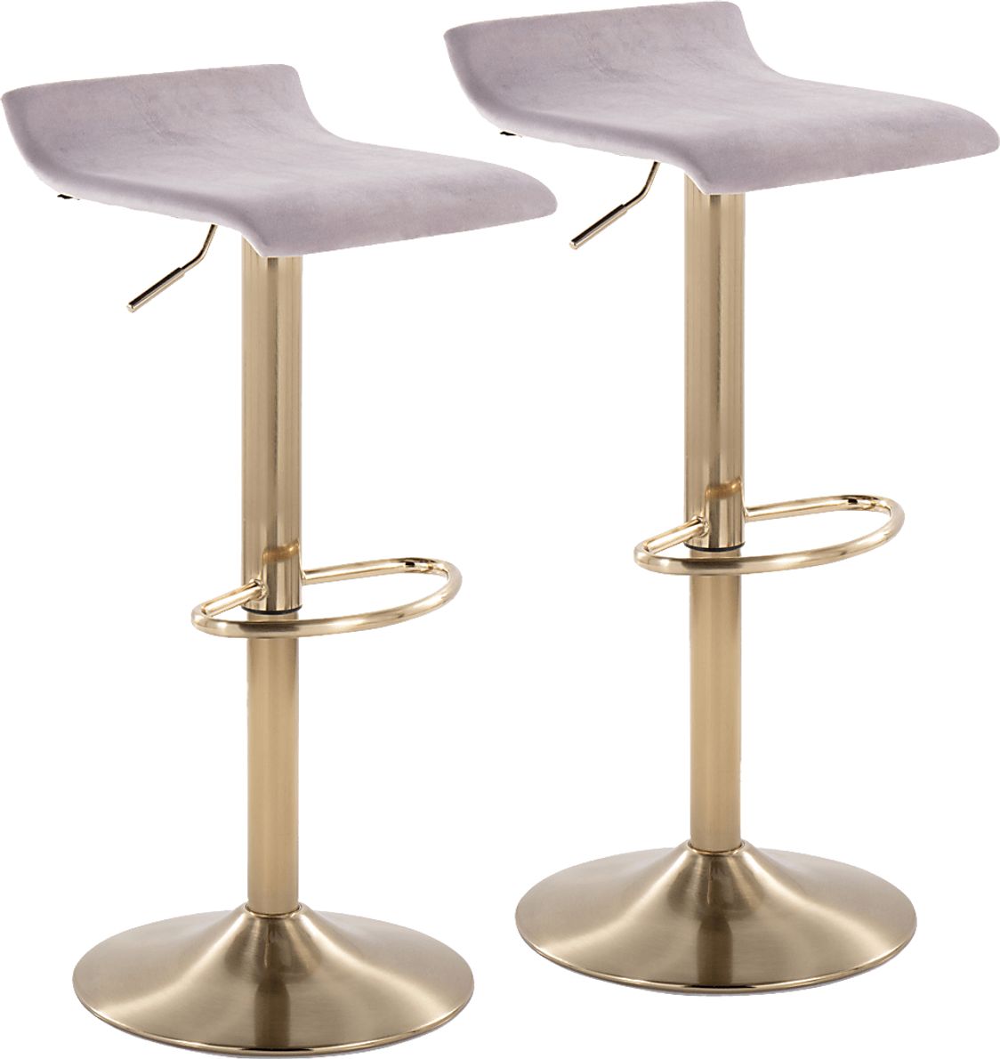Lebato Silver Adjustable Barstool, Set of 2