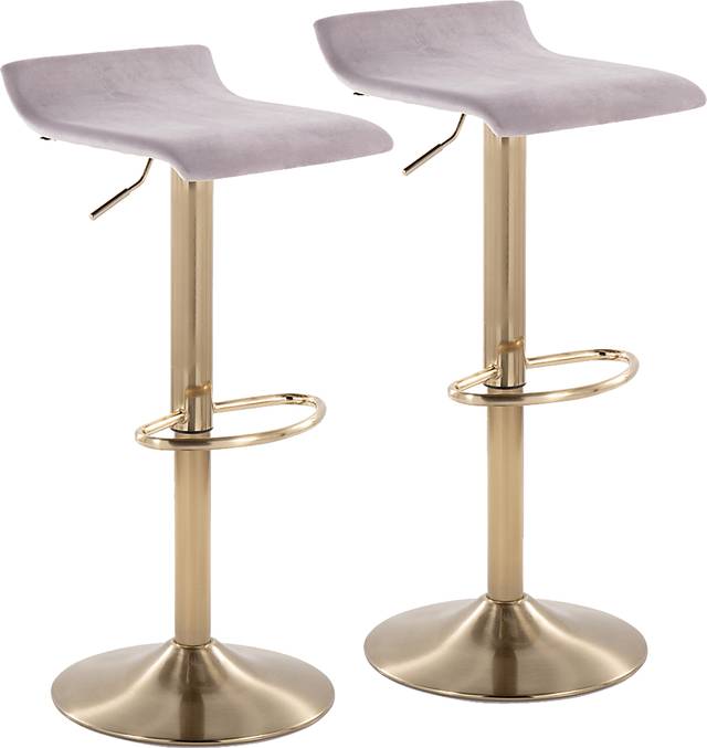 Lebato Silver Adjustable Barstool, Set of 2 - Thumbnail - Image 1