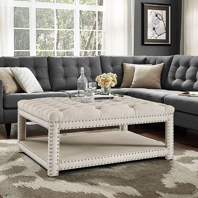 Leeflore Beige Cocktail Ottoman - Thumbnail - Image 5