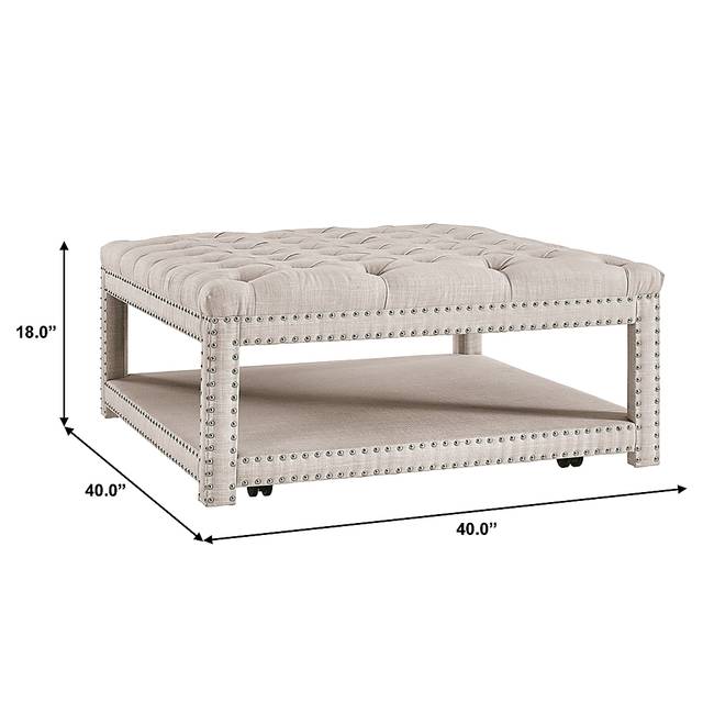 Leeflore Beige Cocktail Ottoman - Thumbnail - Image 6