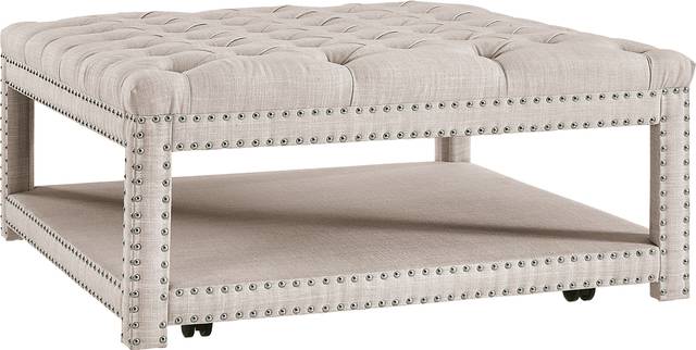 Leeflore Beige Cocktail Ottoman - Thumbnail - Image 1