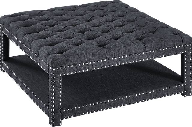 Leeflore Charcoal Cocktail Ottoman - Thumbnail - Image 3