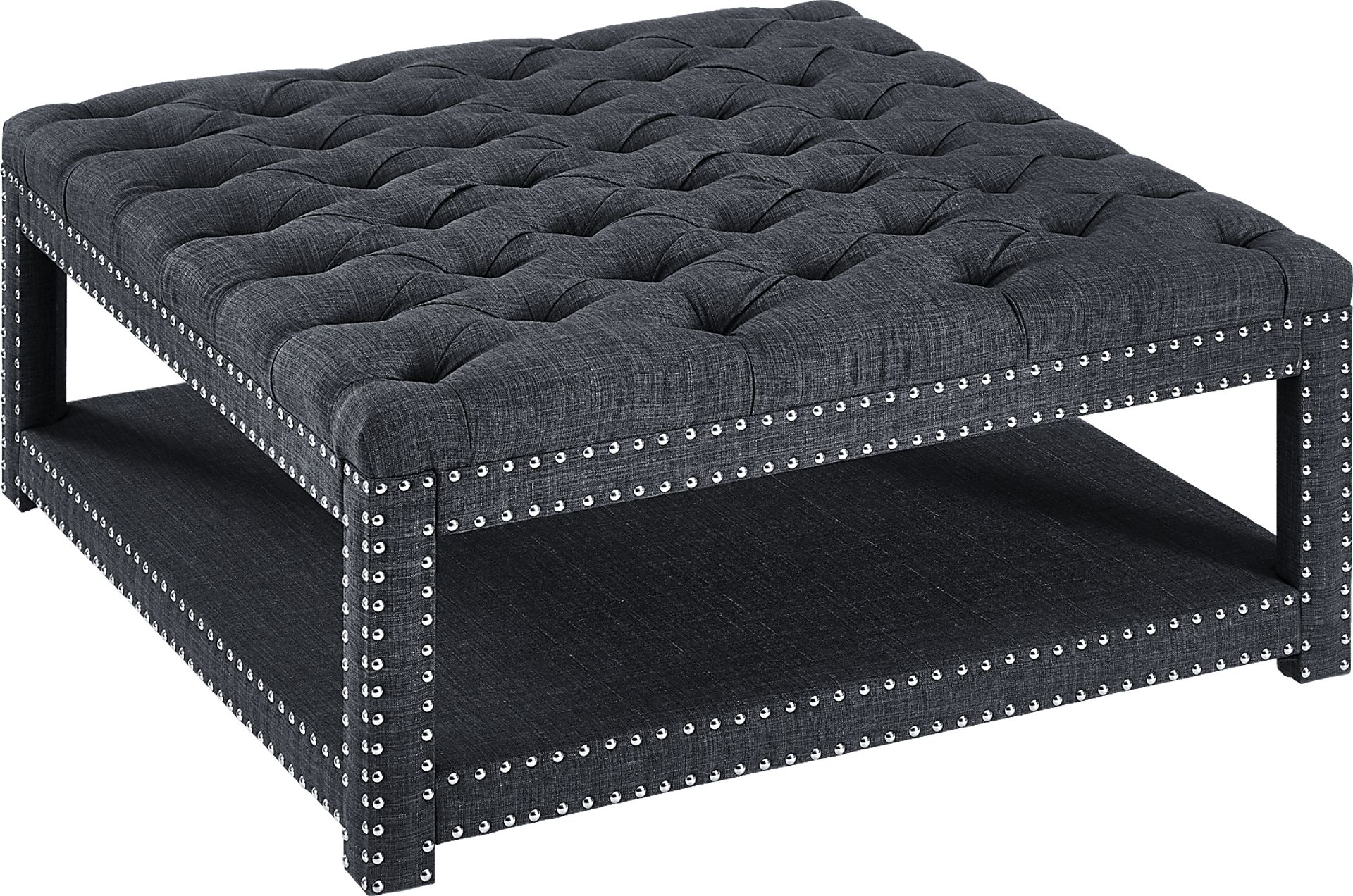 Leeflore Charcoal Cocktail Ottoman - Image 3