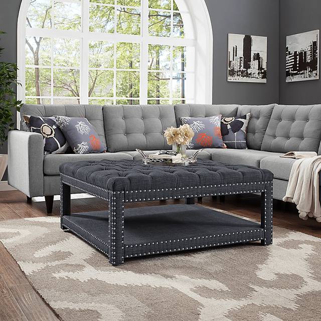 Leeflore Charcoal Cocktail Ottoman - Thumbnail - Image 5