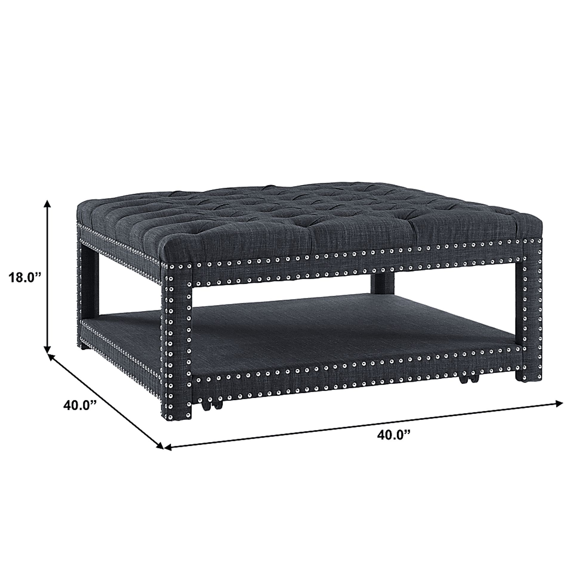 Leeflore Charcoal Cocktail Ottoman - Image 6