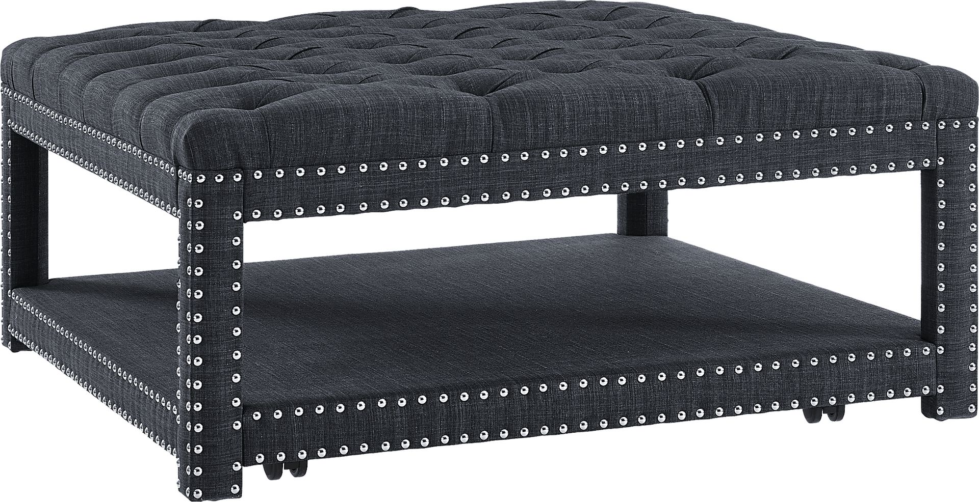 Leeflore Charcoal Cocktail Ottoman - Image 1