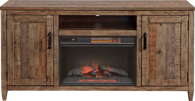 Leewood Brown 65 in. Console With Electric Fireplace - Thumbnail - Image 2