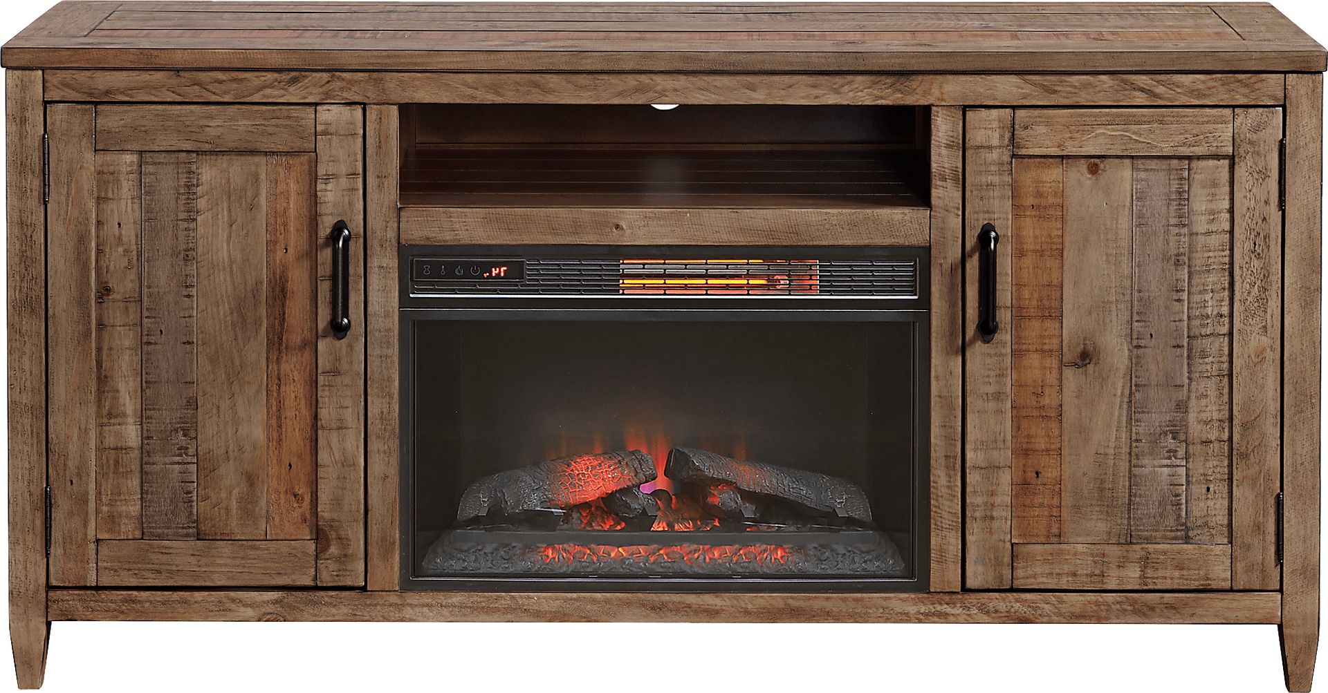 Leewood Brown 65 in. Console With Electric Fireplace - Image 2